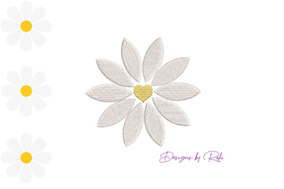 Heart Daisy Flower Embroidery Design