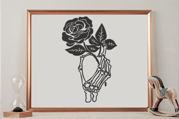 Skeleton Hand Flower Embroidery Design